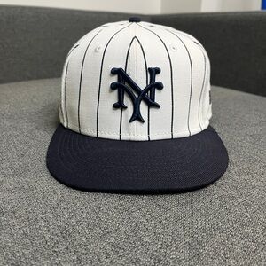White and Navy Pinstripe Baseball Cap